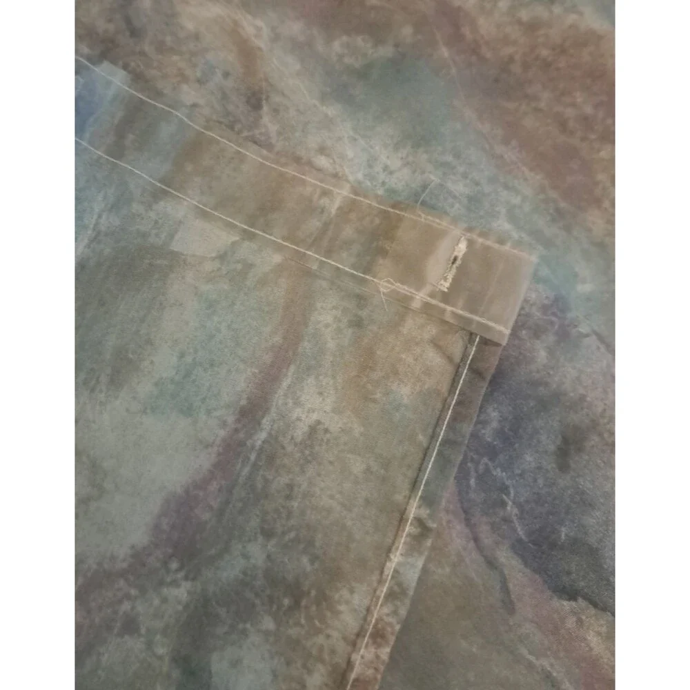 Vintage Watercolor Fabric Shower Blue Gray Brown 1990s Abstract Grunge